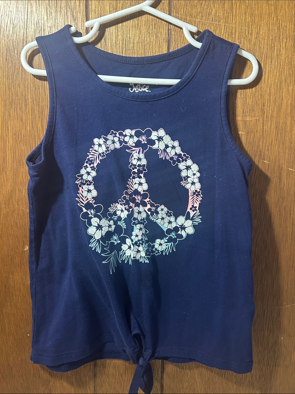 5/$20 Justice | Tank with Floral Peace Sign and Front Tie